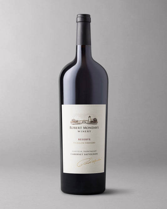 A bottle of 2011 Reserve To Kalon Vineyard Cabernet Sauvignon Oakville 1.5L on a grey background.