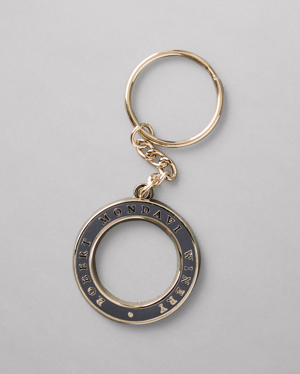 Our Robert Mondavi Winery Key Chain featuring our logo in a circular shape