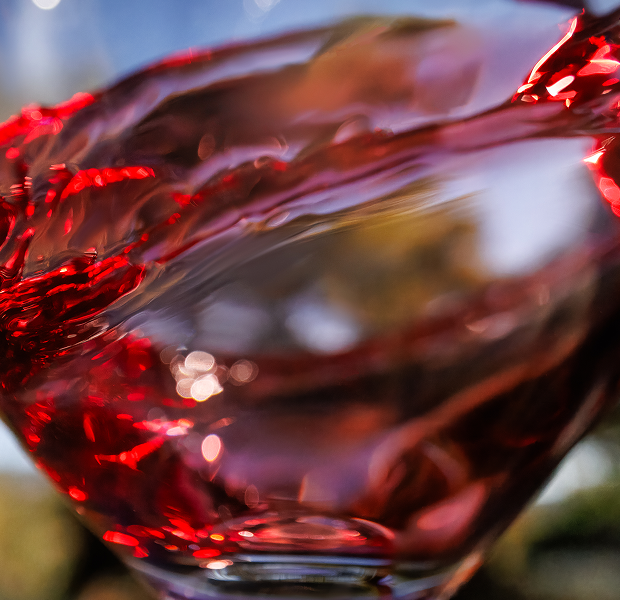 Close up image of red wine being swirled in a wine glass