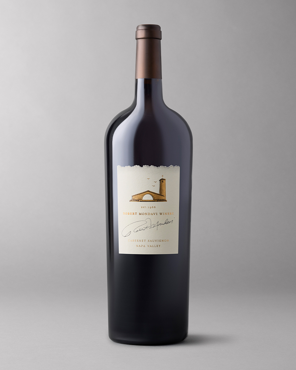 1.5L Bottle of Robert Mondavi Napa Valley Cabernet Sauvignon on a light grey background