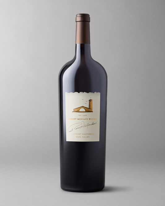 1.5L Bottle of Robert Mondavi Napa Valley Cabernet Sauvignon on a light grey background