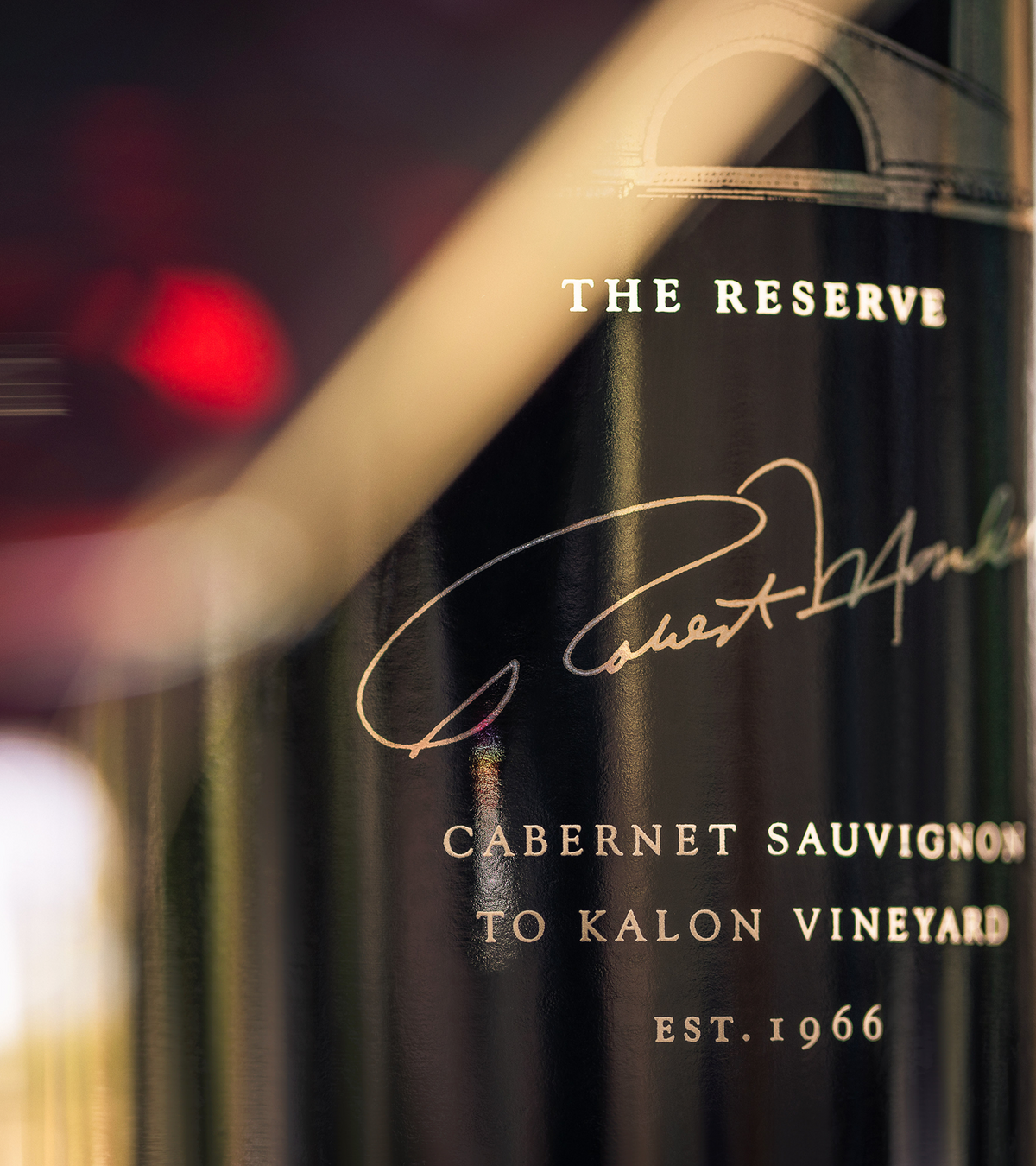 Close up image of a bottle of Robert Mondavi Reserve Cabernet Sauvignon