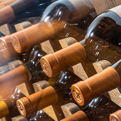 Wine bottles on a wine rack